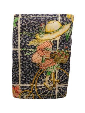 Homemade Vintage Fabric Wallet Penny Farthing Bicycle Girl Flowers Bike Tri Fold